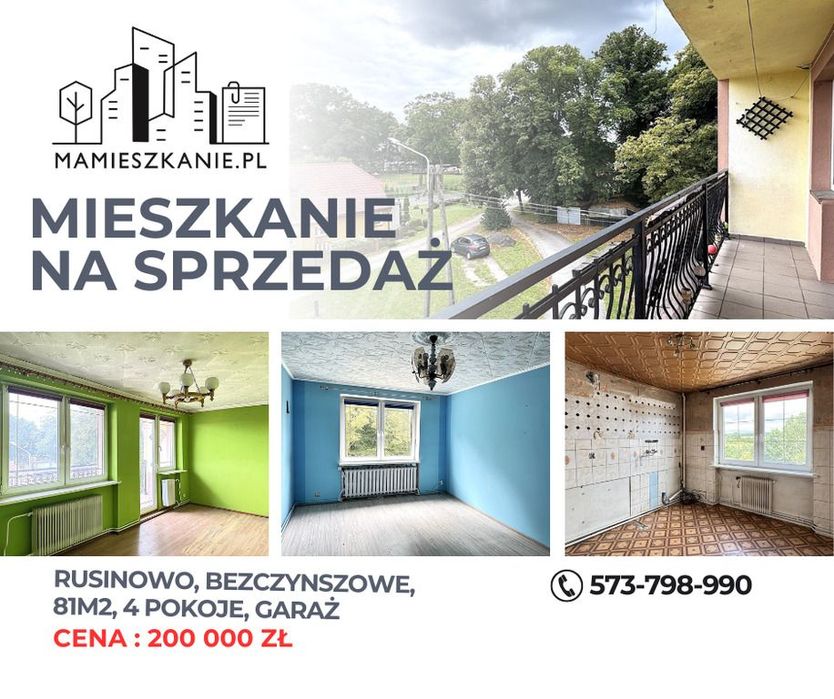 Na sprzedaż mieszkanie bezczynszowe, Rusinowo