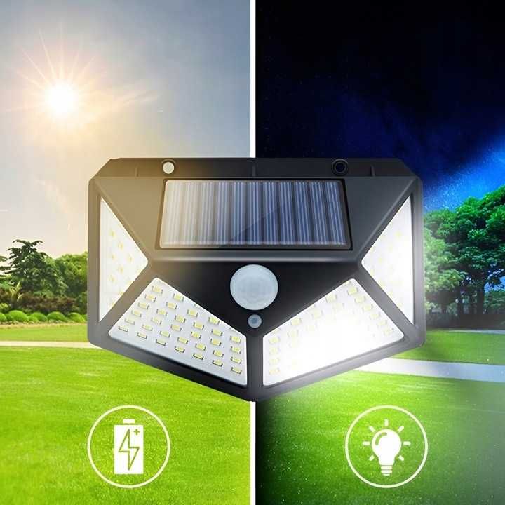 Lampa solarna z czujnikiem ruchu zmierzchu 100 led 6szt