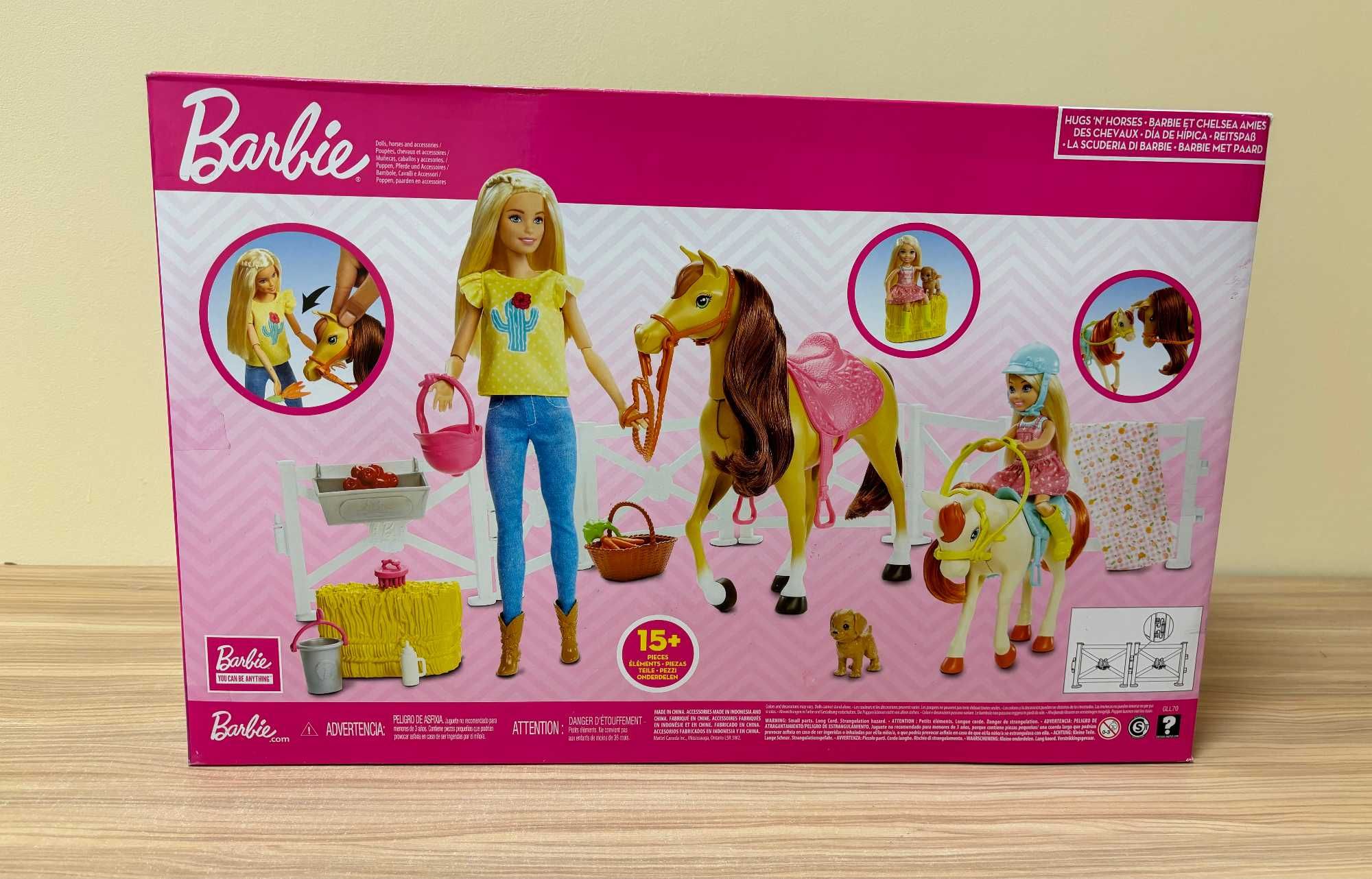 Barbie Stadnina Koni 2 Lalki Koń Kucyk Piesek Chelsea Mattel