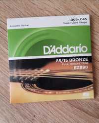 Struny d'addario EZ980 Nowe do gitary akustycznej