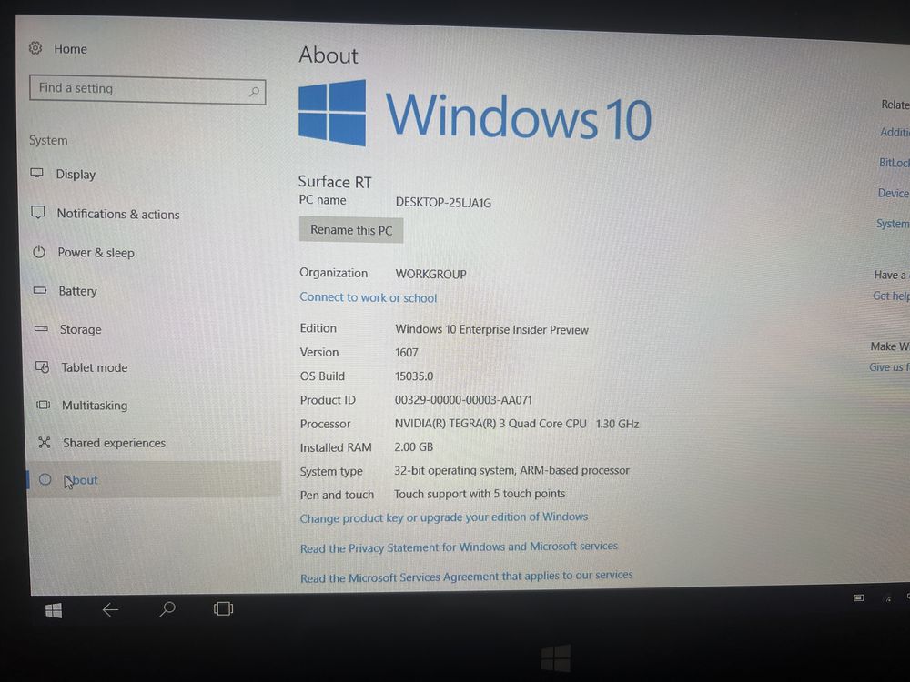 Microsoft Surface RT Windows 10