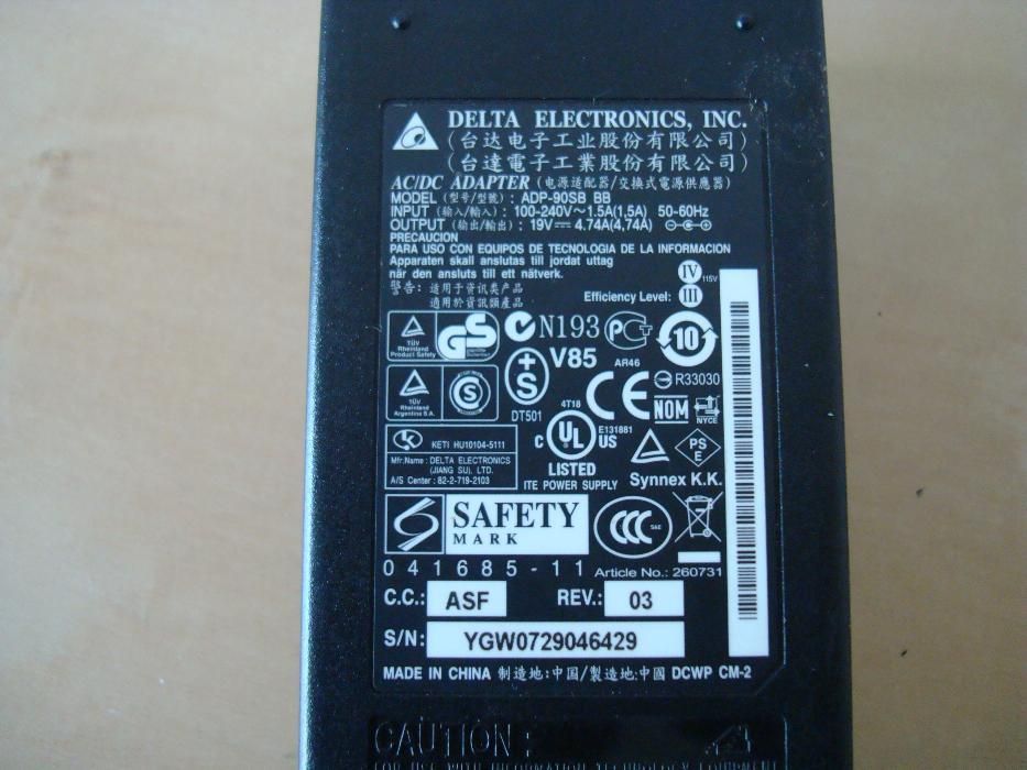 Carregador portatil toshiba, Assus, Fujitsu ADP-90SB