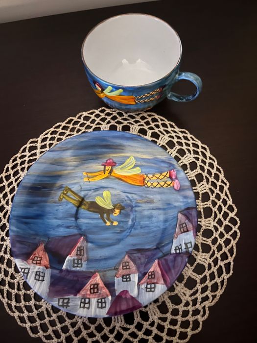 Filiżanki ręcznie malowane - anioły