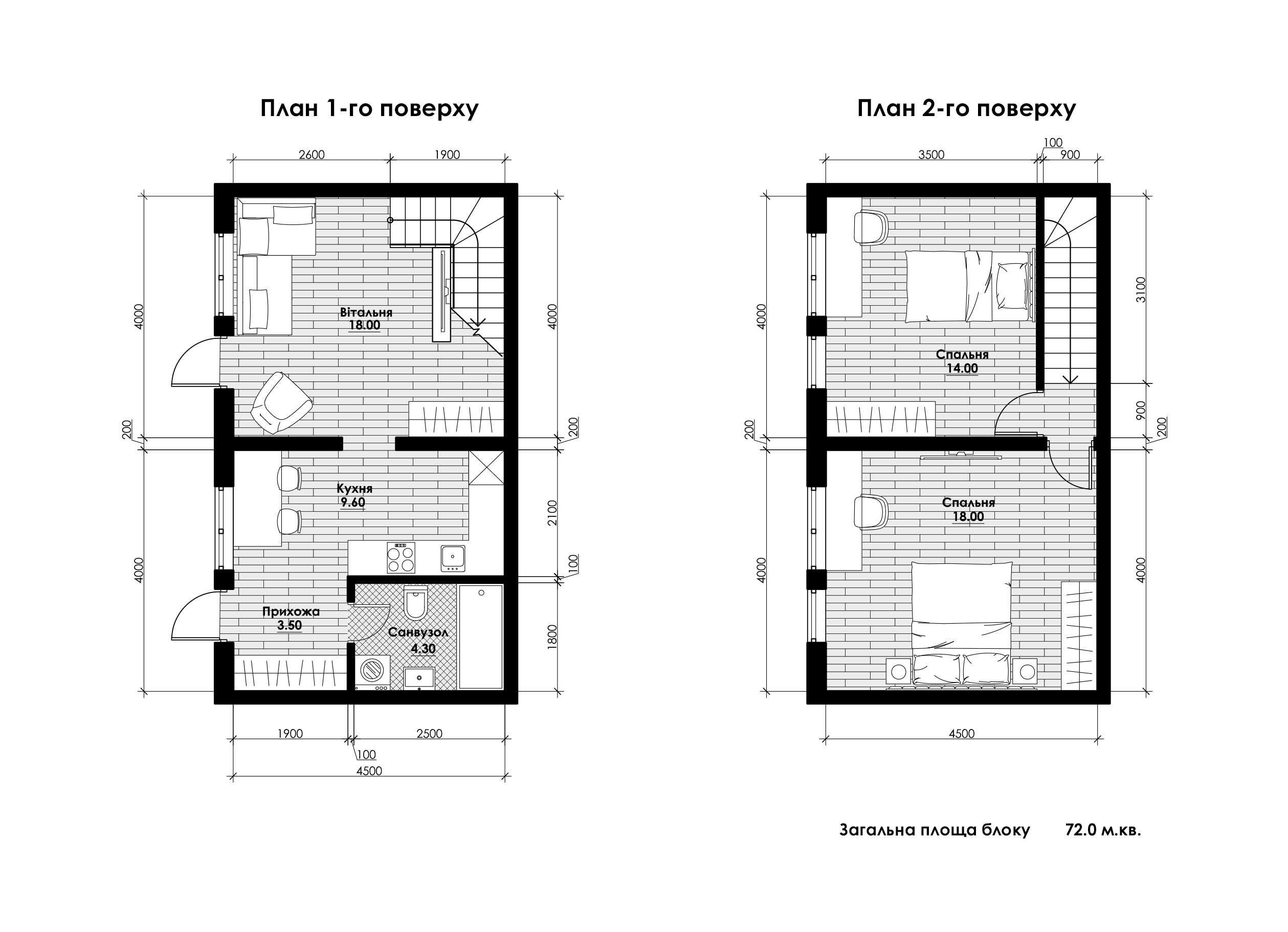 Продаж дворівневих ТАУНХАУЗІВ, с. Білогородка, 16 500$ за 36м2