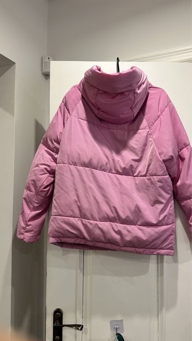 Куртка розовая пуховик осень   зиму  барби пуффер   капюшон парка only