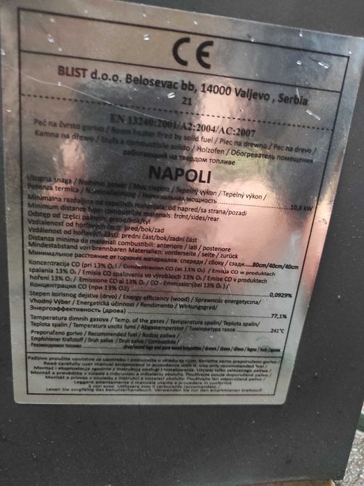 Piec Koza Kominek z Piekarnikiem - Ogrzewacz - Blist Napoli - OUTLET
