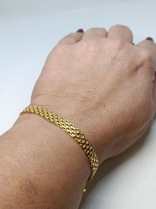 Złota bransoletka splot Bismark dł.19,5cm, złoto próby 585