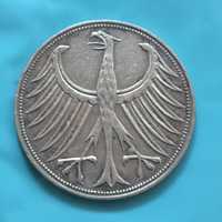 Alemanha - 5 Deutsche Mark 1951-F, prata