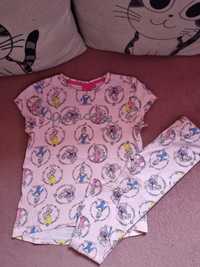 Śliczny różowy zestaw Disney księżniczki: t-shirt+legginsy roz.122