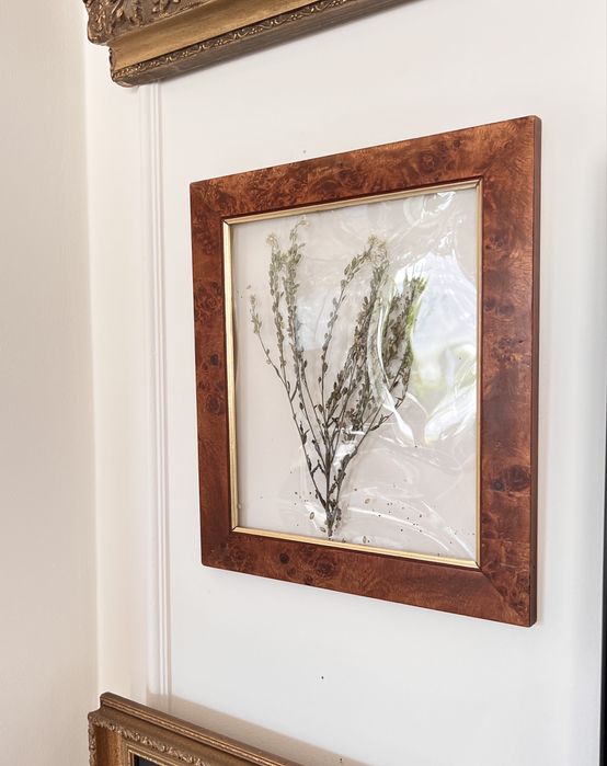 Rama ramka na zdjęcie suszone kwiaty vintage dunska drewno czeczota