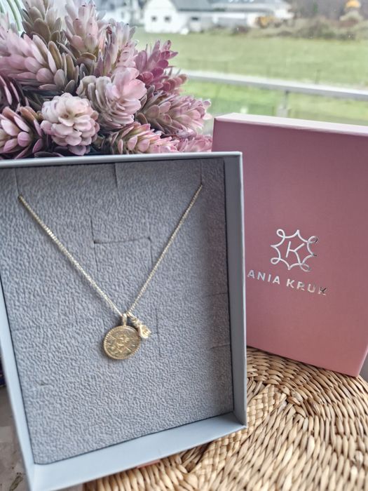 Naszyjnik medalion Ania Kruk piesc Oko proroka Serce srebro 925 złoto