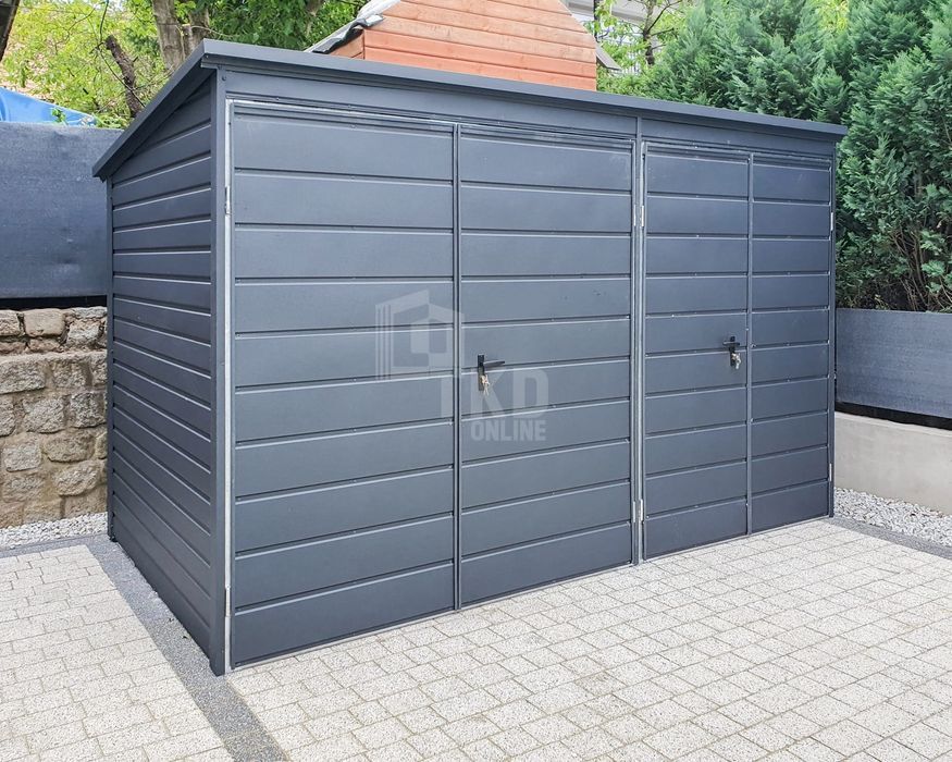 Schowek - Domek Ogrodowy 3,5X2M 2X Brama Dwuskrzydłowa Antracyt Tkd226