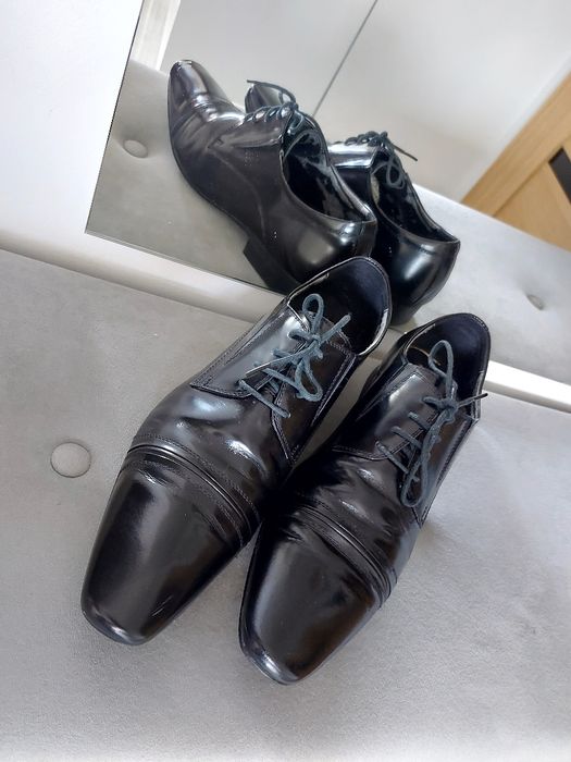 Męskie półbuty trzewiski Aldo Lasocki CCC roz 41 czarne lakierowane