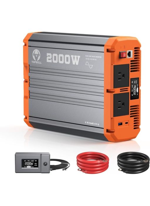 Інвертор TOPBULL 2000 Вт 12В → 110В, чиста синусоїда, новий