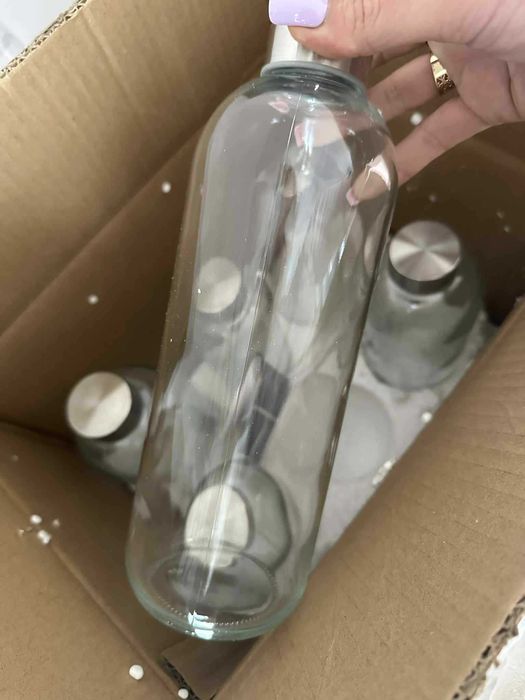 HEFTMAN Szklana butelka na wodę, 1 l, 6 sztuk, puste szklane butelki