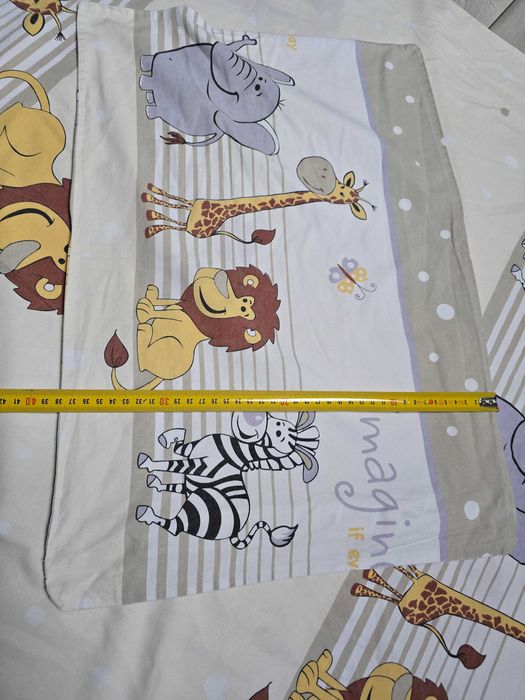 Pościel dziecięca niemowlęce 100x135 lew żyrafa słoń zebra beżowa