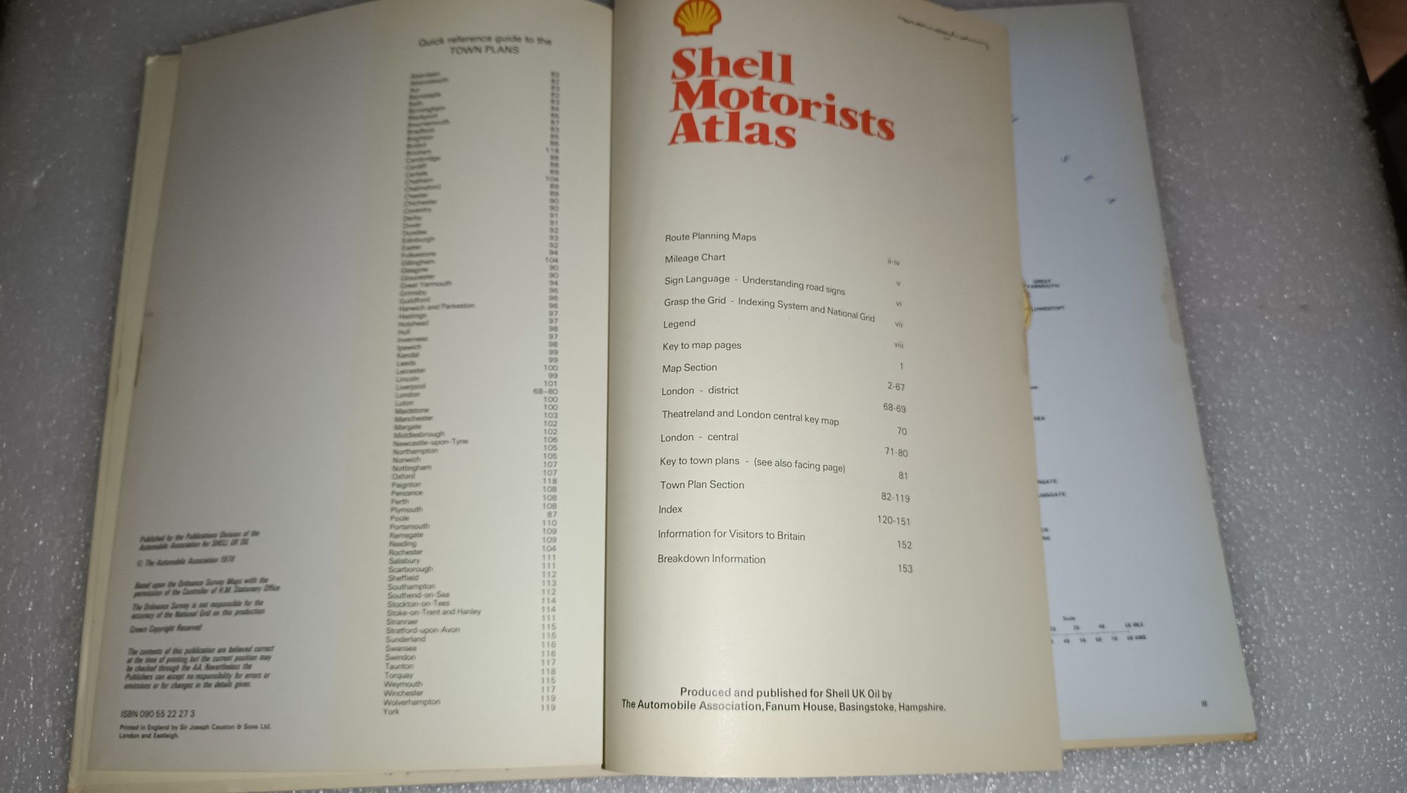 livro antigo da shell motorists atlas  the automobile association 1978