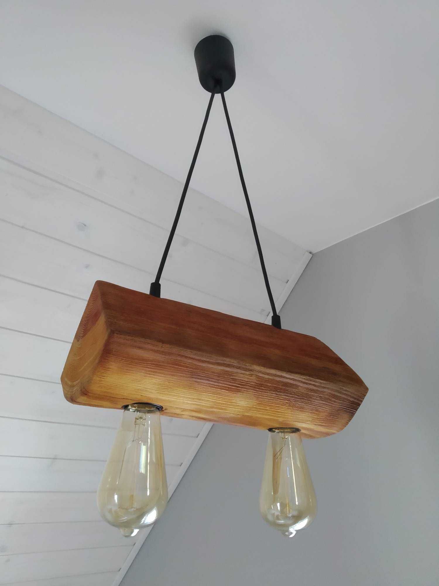Lampa wisząca drewniana, rustykalna, loftowa. Rękodzieło, loft