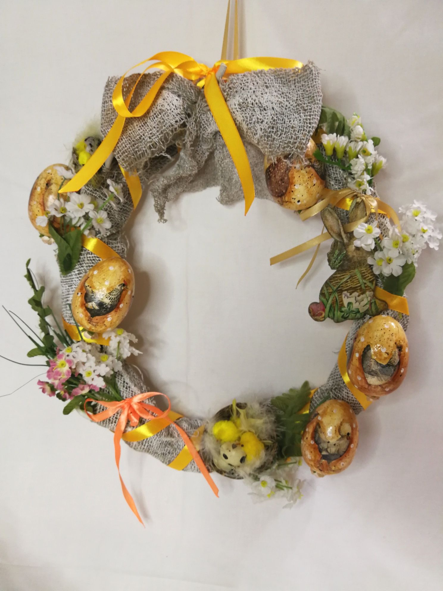 Подарки ручной работы пасхальный венок кролик декор свечи