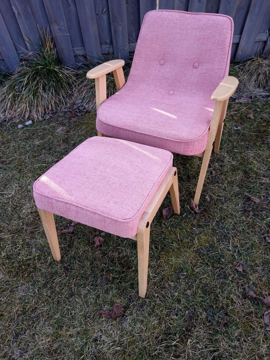 Fotel fotele Chierowski 366 z podnóżkiem design PRL retro