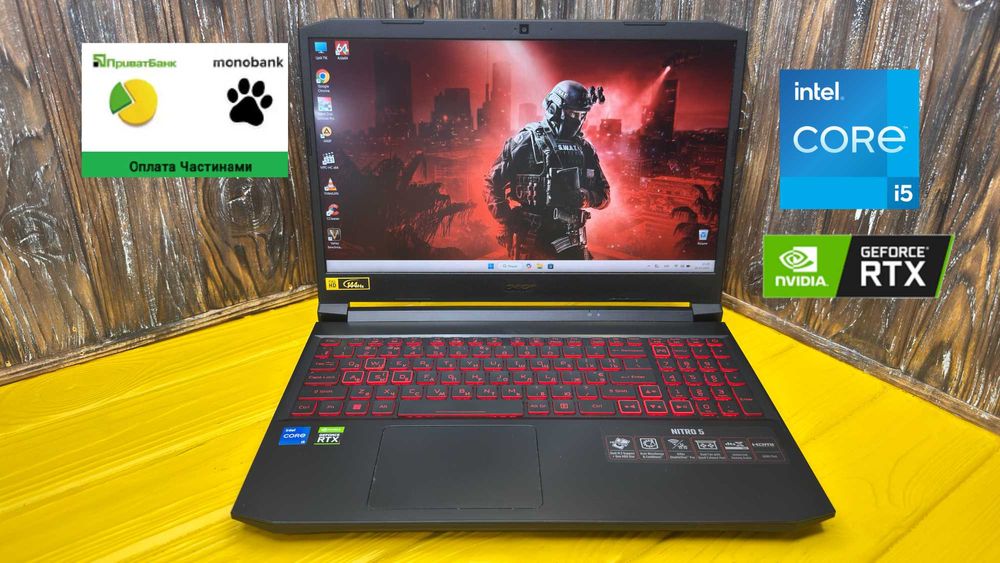 Потужний Геймерський Ноутбук Acer Nitro 5 AN515-57 /RTX 3050 TI 4 GB