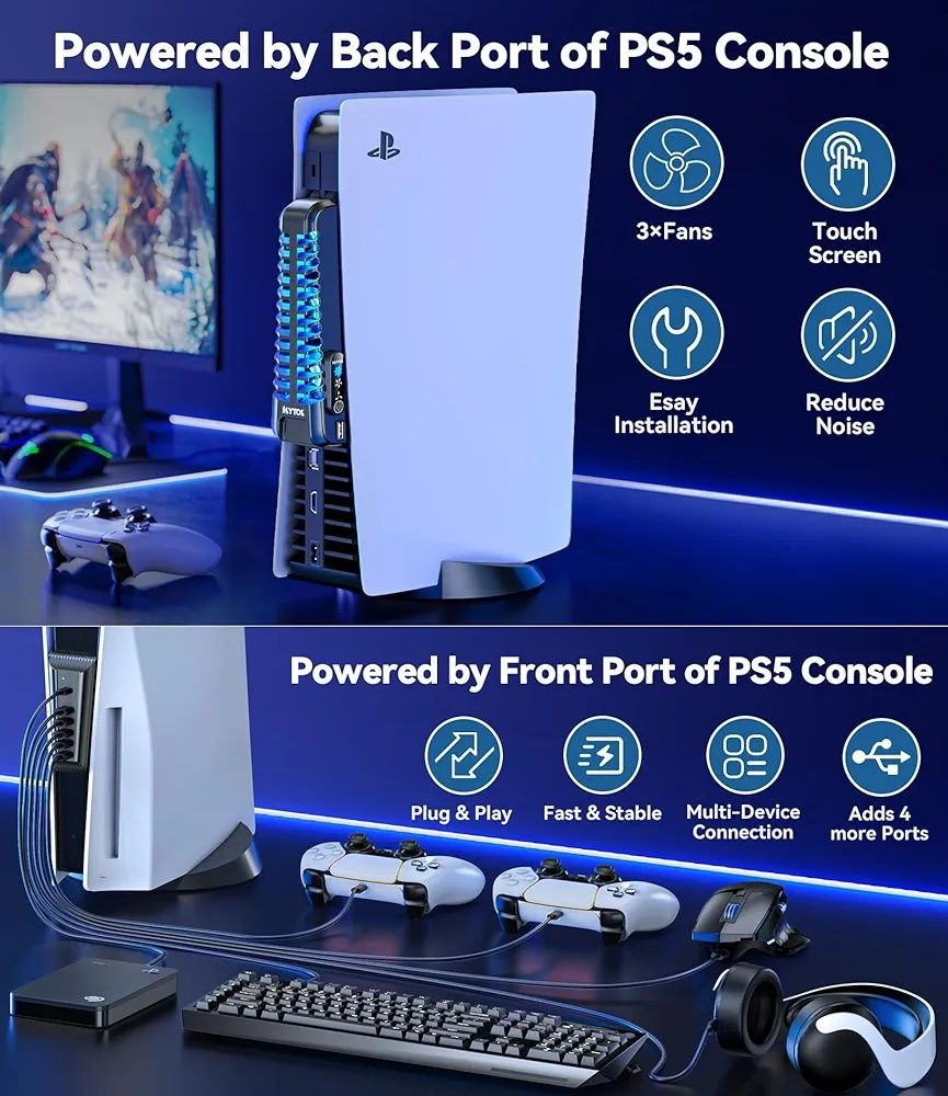 Wentylator kytok do ps5 usb hub