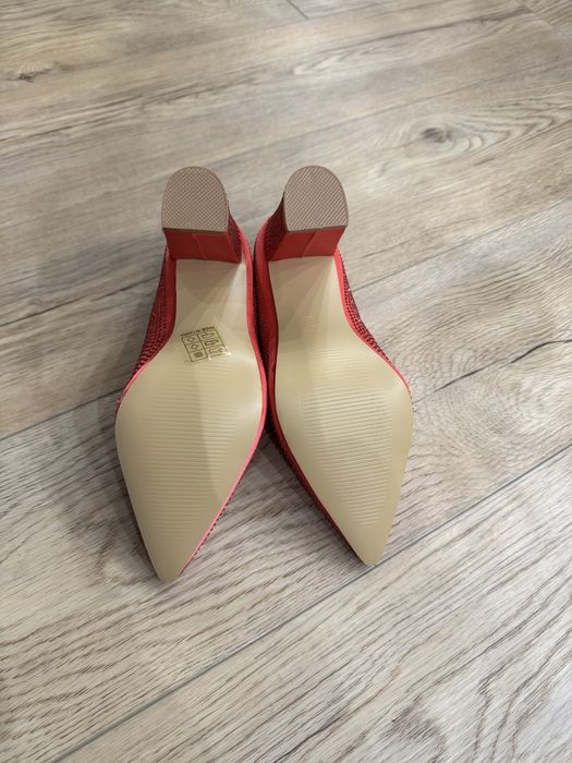 Nowe różowe fuksjowe cekinowe czółenka buty na obcasie 36 Ideal Shoes