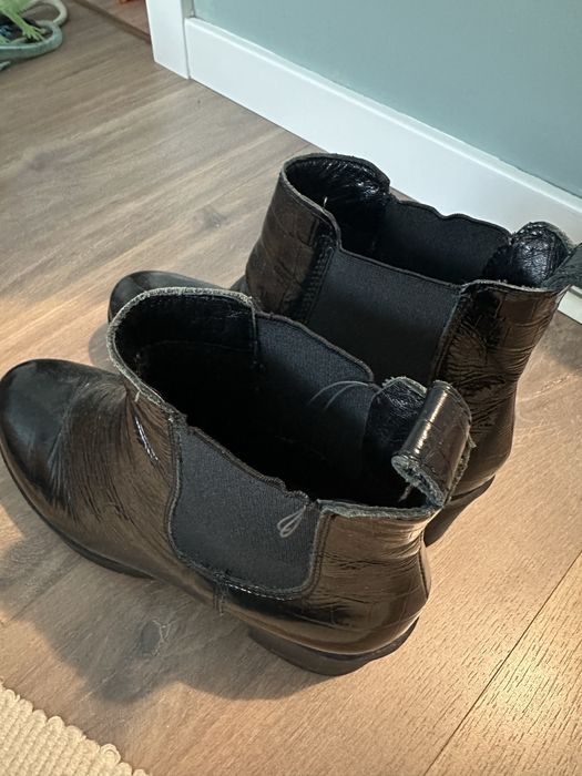 Skórzane botki 39 ccc czarne