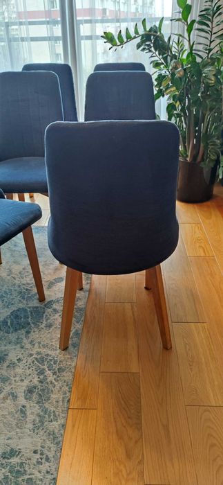 krzesła Mebloo Bomar Funky dąb olejowany granatowe tapicerowane ideal