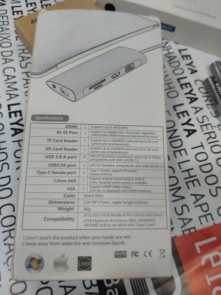 NOVO-adaptador moltifunções 11em1 USB-C  HUB tipo C com 4K HDMI, 1080P