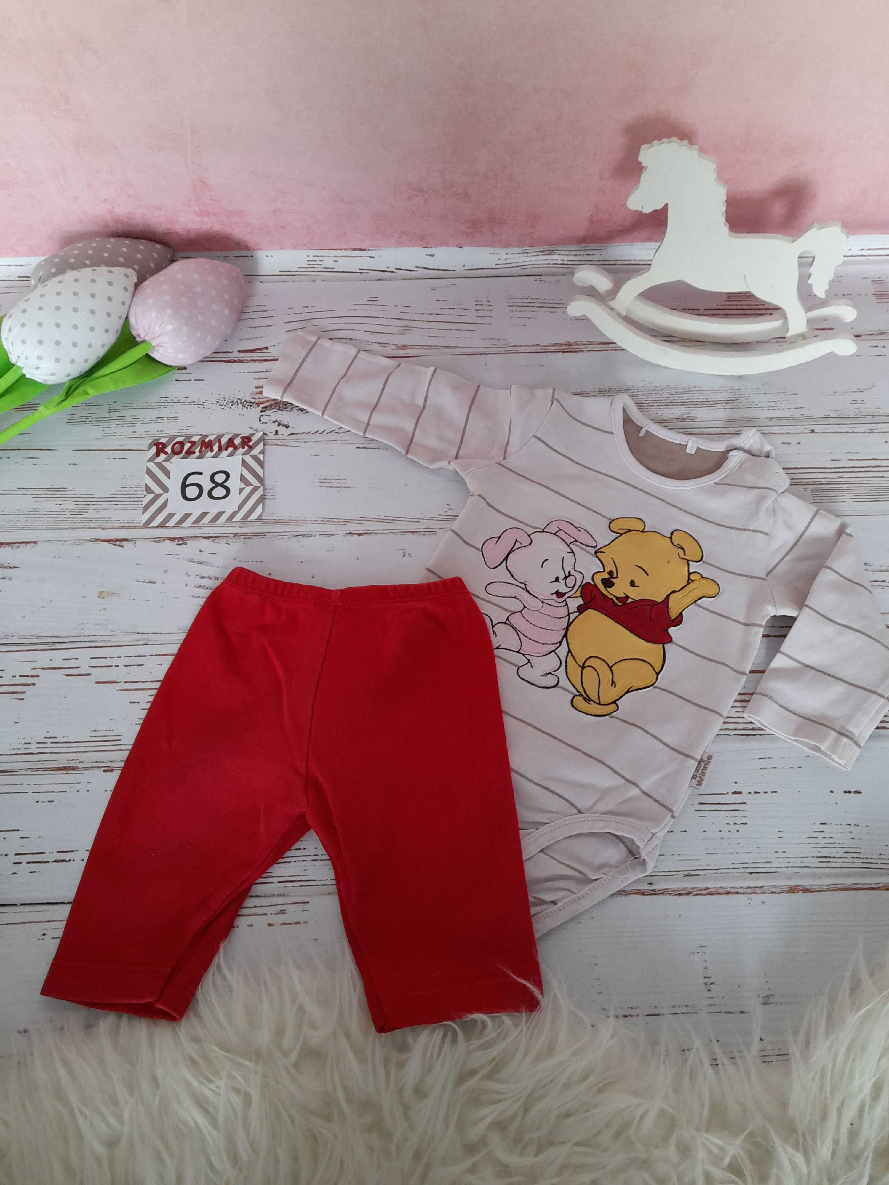 body kubuś puchatek jak NEXT legginsy czerwone