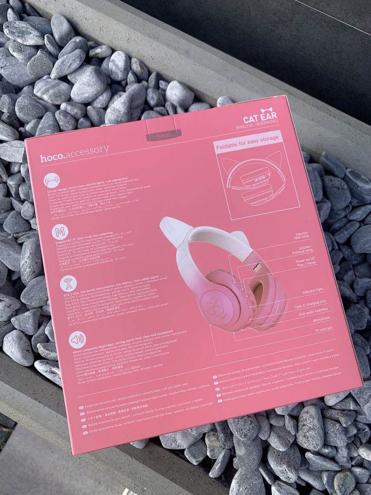 Навушники Hoco W42 Cat рожеві бездротові bluetooth