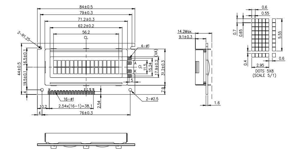 ЖК дисплей 16х2 MTC-S16204XFGHSAY