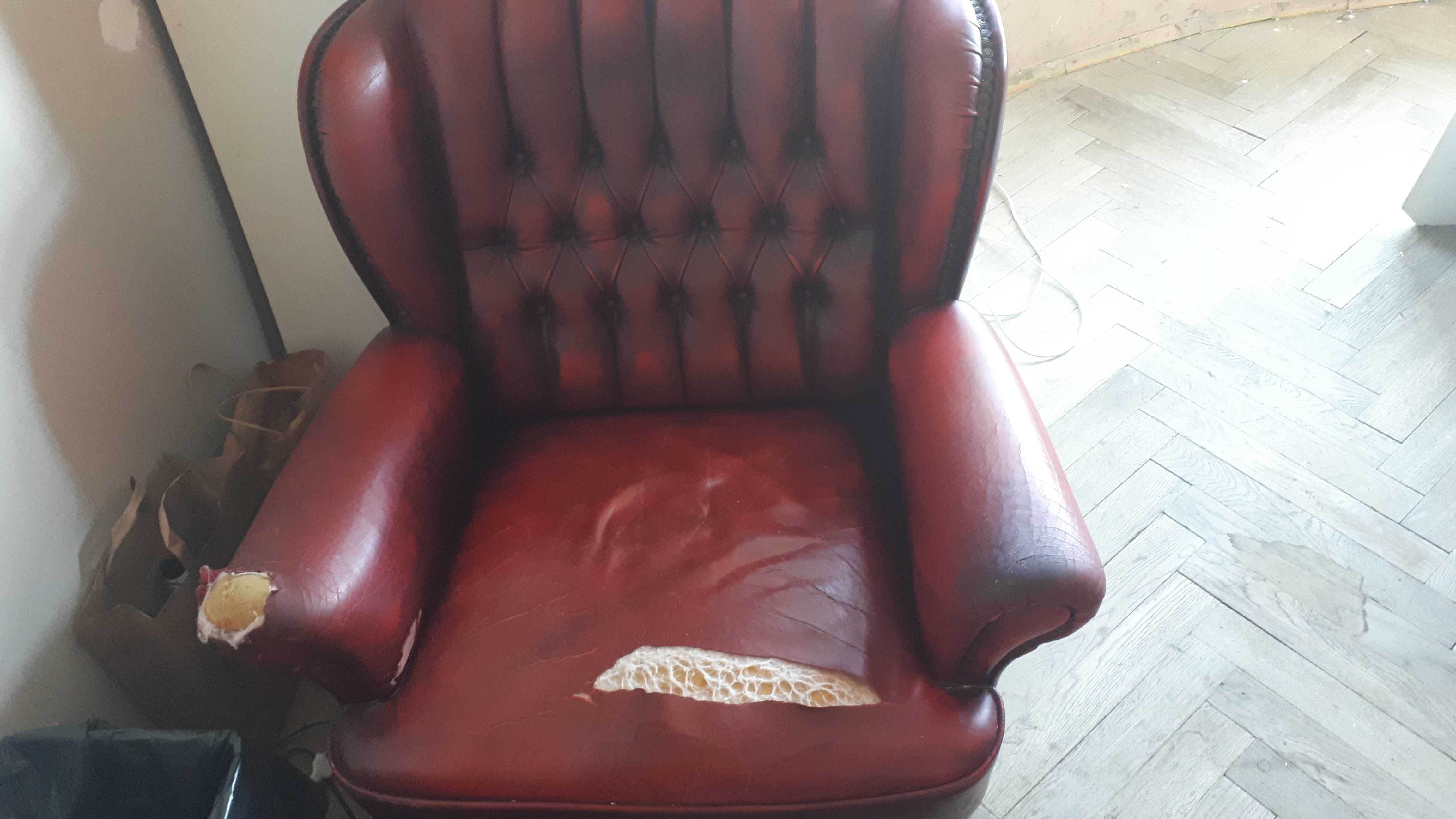 Fotel skorzany do renowacji