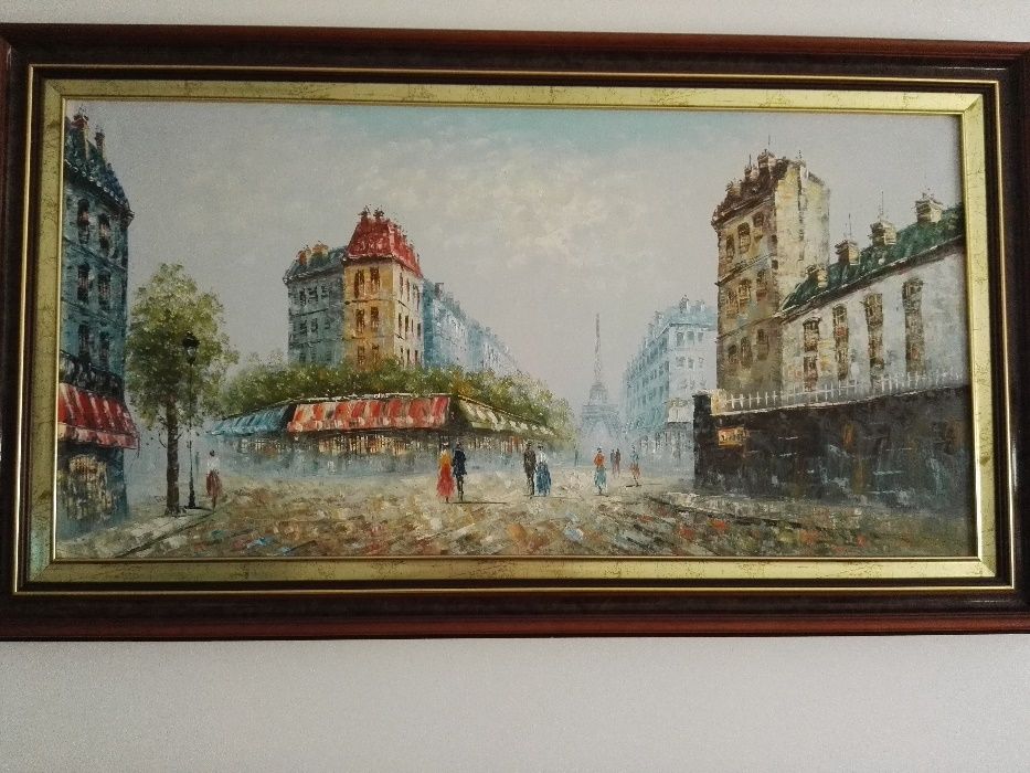 Óleo S/Tela Original Emoldurado Técnica de Pintura a Espátula Paris