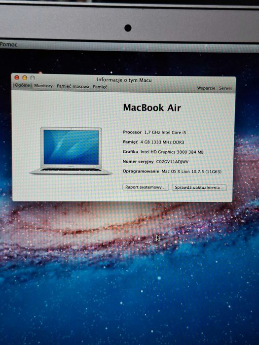 Laptop Apple MacBook Air 13" A1369 i5 4GB RAM 256GB SSD ładowarka