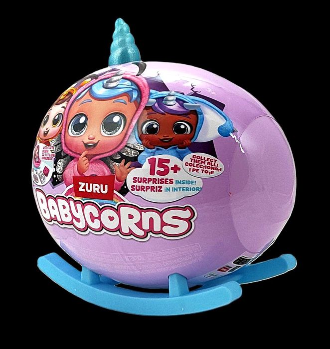 Fioletowe jajko Zuru Babycorns - niebieski róg