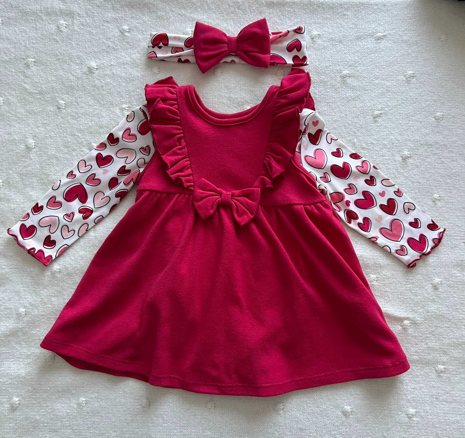 Komplet dziewczęcy: sukienka, body, opaska 6-9M (74)