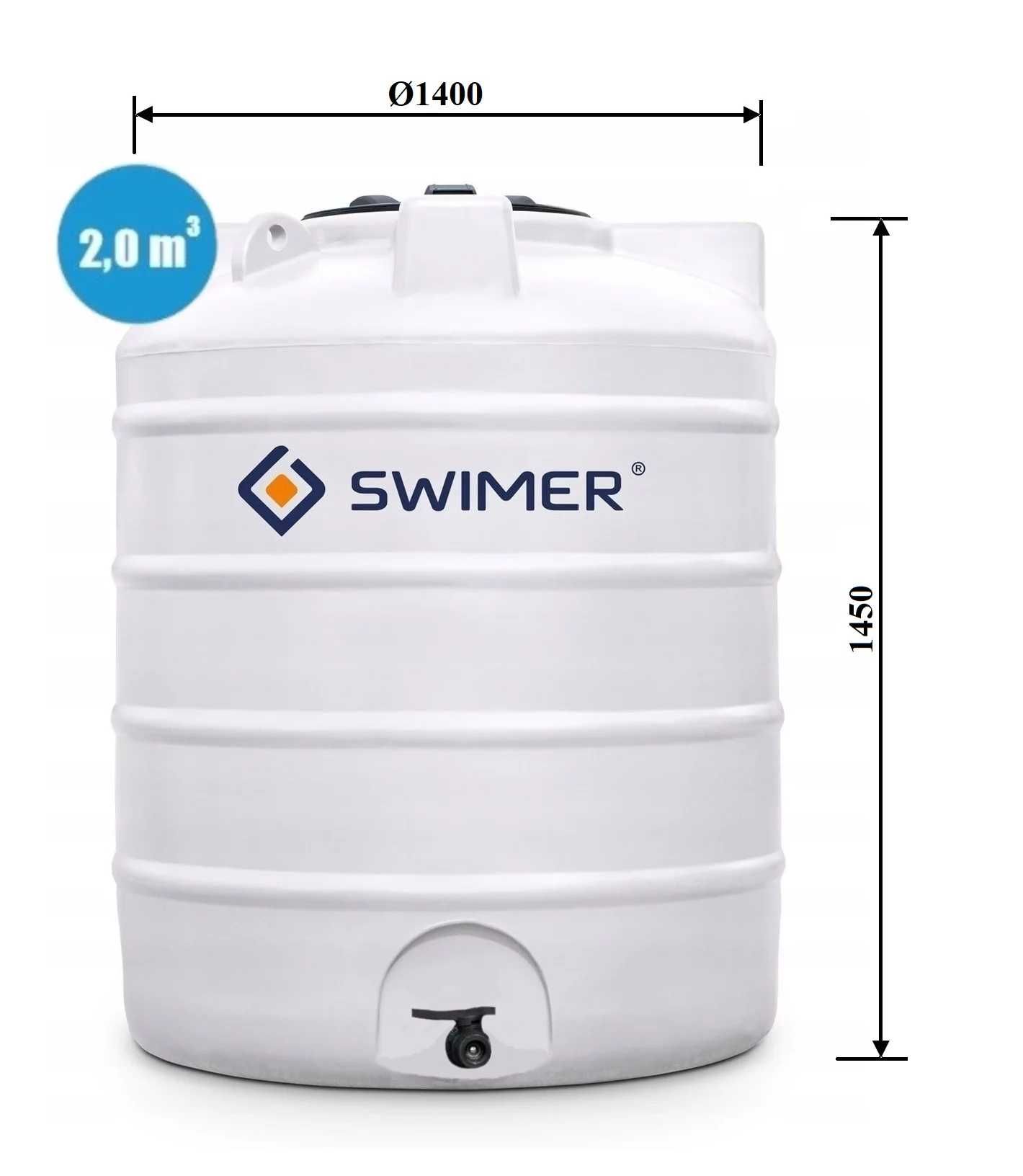 Naziemny zbiornik na deszczówkę Swimer Water Tank 2000L kurier 48