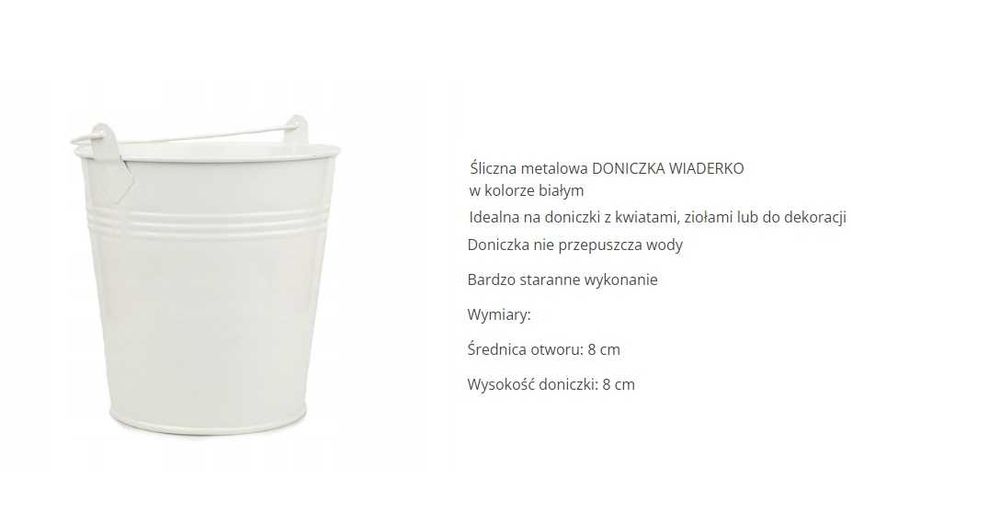 8 cm biała DONICZKA białe WIADERKO 6szt.