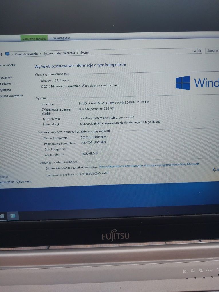 Laptop Fujitsu E744 procesor I5 ram 8GB dysk SSD 256GB matryca 14"