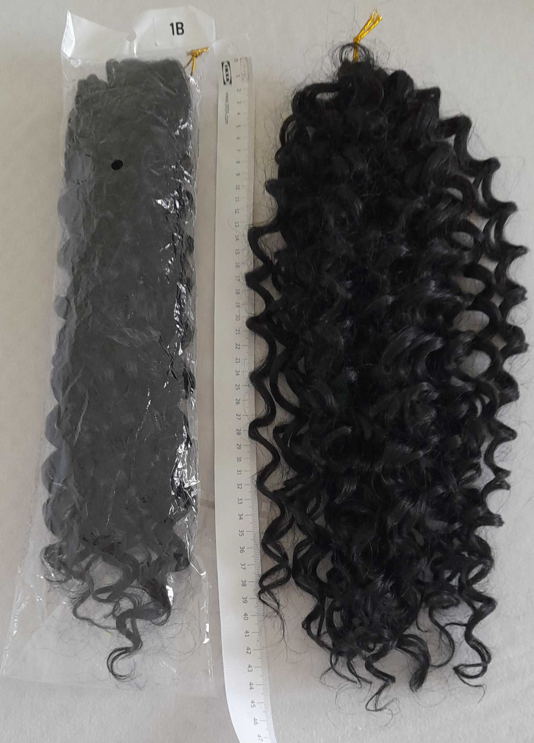 Włosy syntetyczne - dwa kucyki - długie czarne loki
