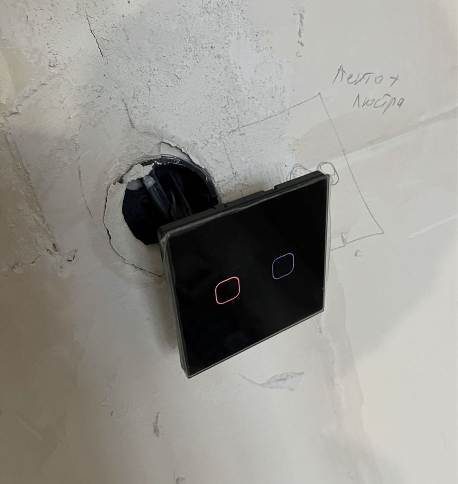 Сенсорный выключатель двухклавишный двойной черное стекло лофт
