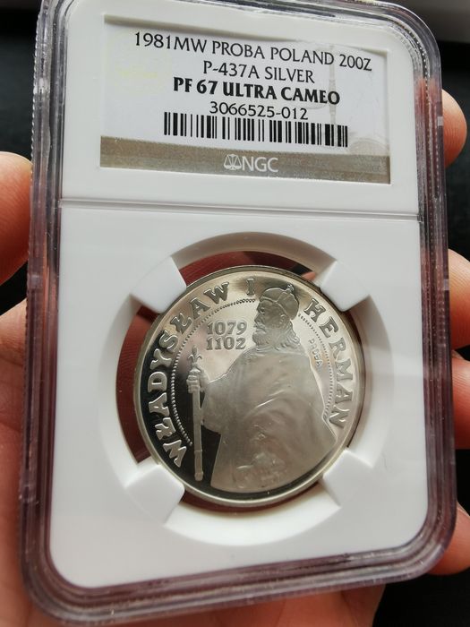 200 zł Władysław I Herman 1981, seria Poczet Królów, PRÓBA NGC PF67 UC