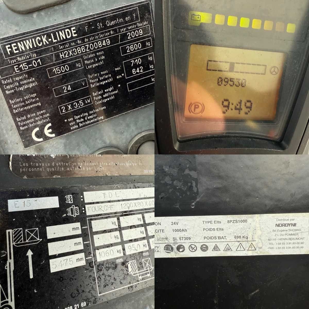 wózek widłowy elektryczny LINDE E15 Triplex 5.50m 1500kg przesuw 2009'