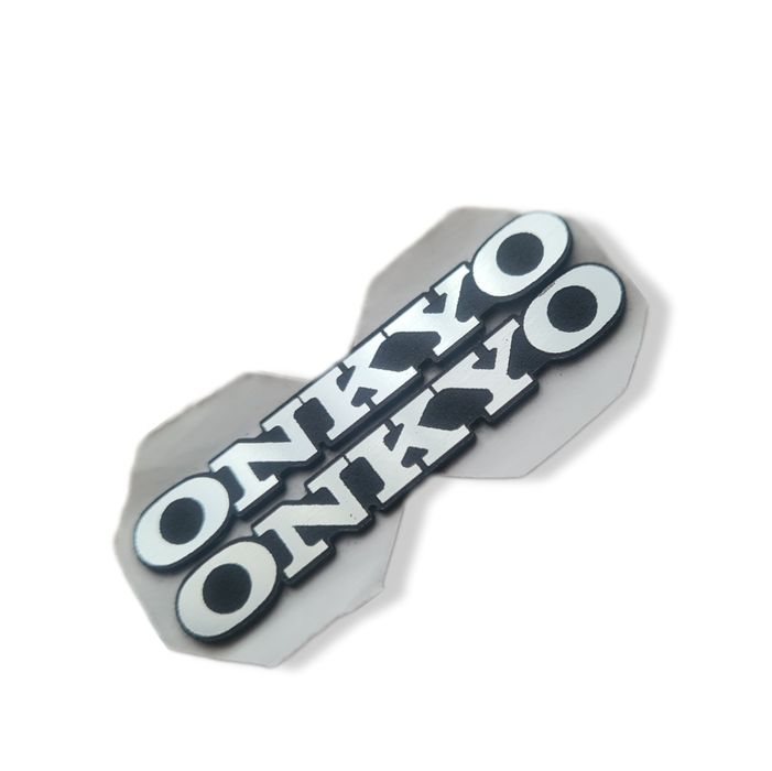 2x ONKYO 60x10 mm srebrny emblemat naklejka logo sticker – komplet