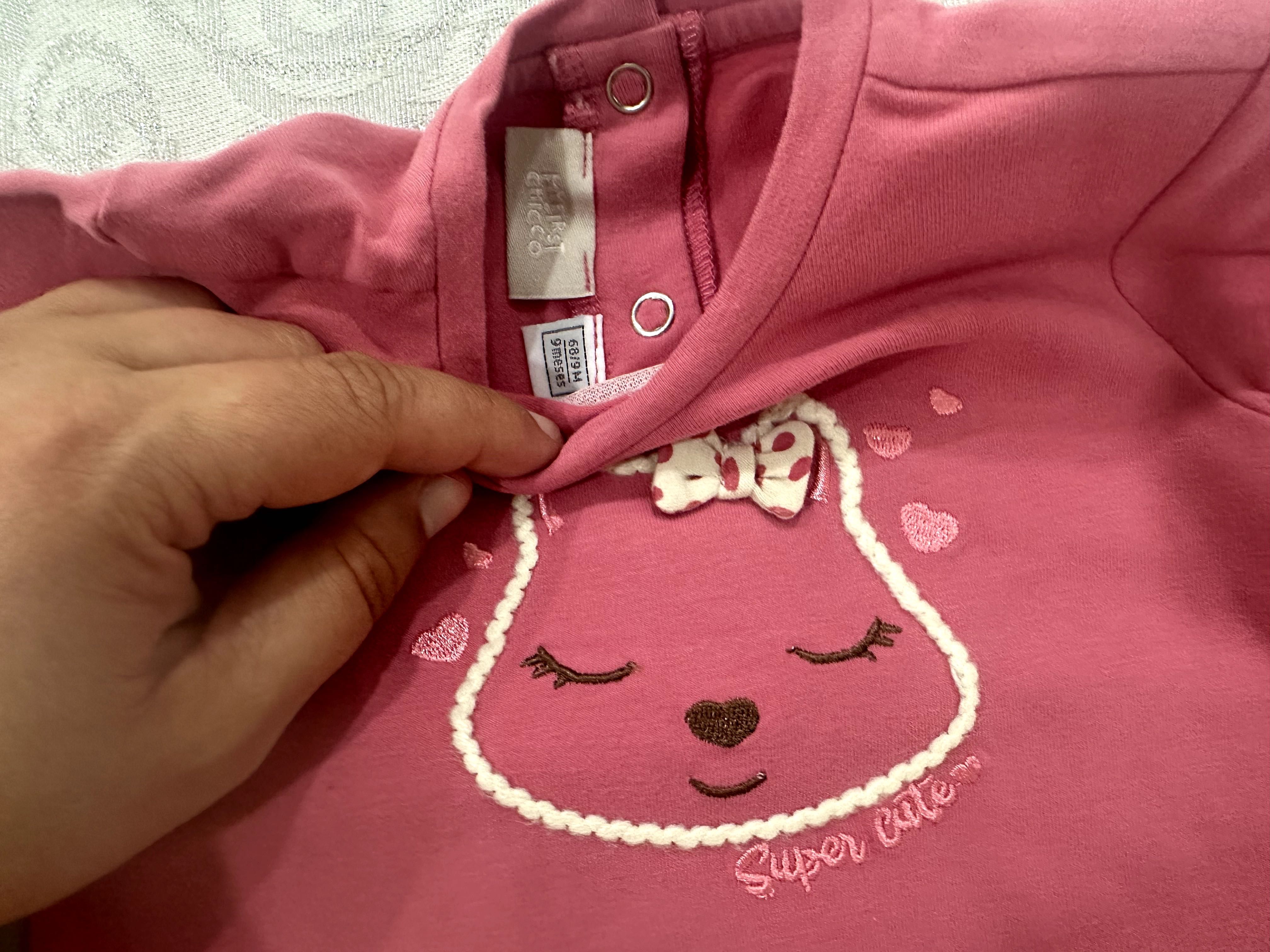 Camisola Rosa "Gato Laço" Chicco 9M como NOVA