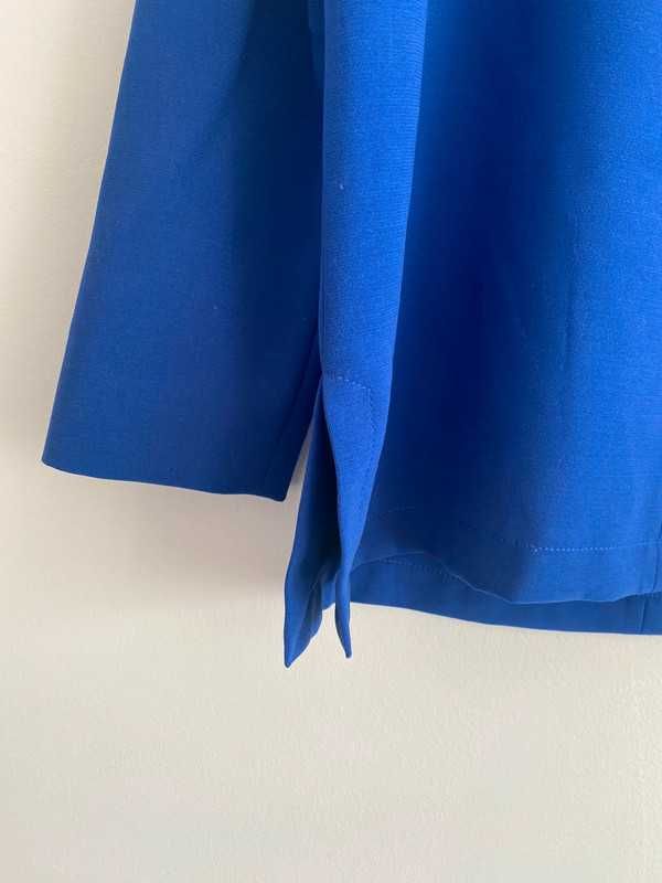 niebieska elegancka kobaltowa dłuższa bluzka plus size 46 XXXL