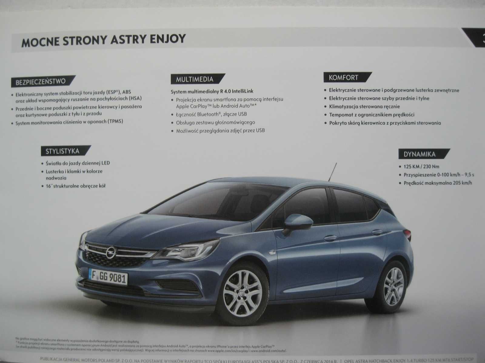 OPEL Astra K Prospekt Analiza Opel Astra V Folder OPEL Astra 2016r PL