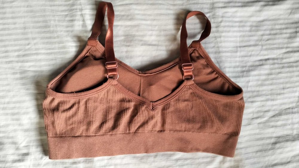 Топ в рубчик безшовний бежевий лиф топік